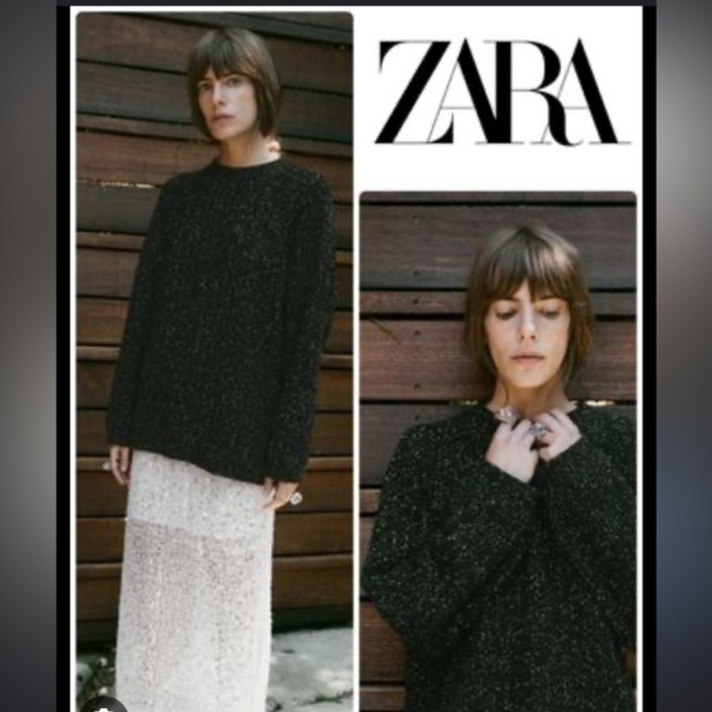 Zara oversized metallic thread sweater